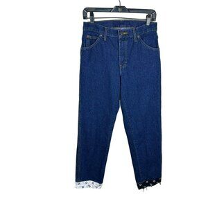 Dickies Jeans Women's 30 Bandana Hem Relaxed Straight Leg High Waist
